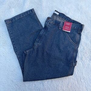 NWT Levi Strauss Signature Men’s 44 x 30 Blue Denim Carpenter Jeans 100% Cotton